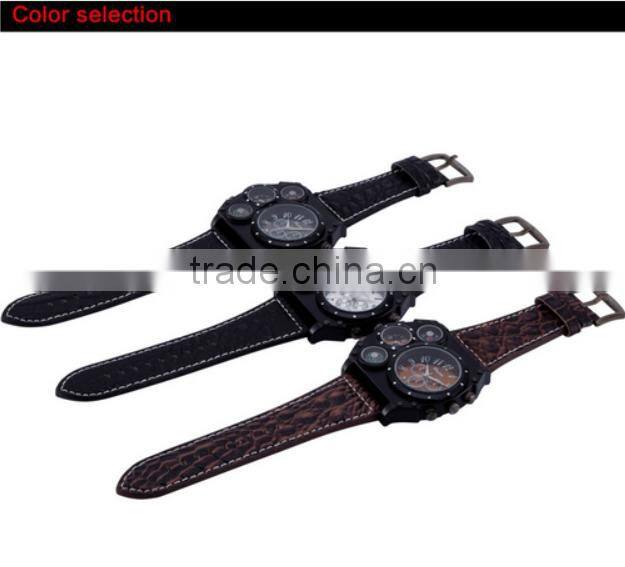 wholesale fashion leather big face quartz mens wrist watches