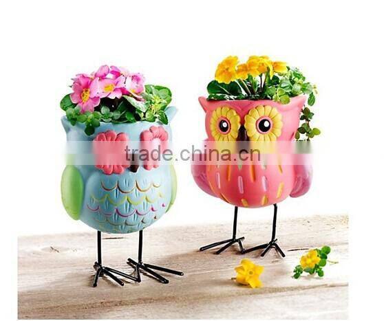2014 Hot Selling Custom owl resin flower pot