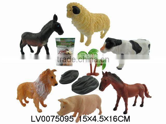 Simulation 4" plastic farm animal set ,mini animal figures 6 in 1