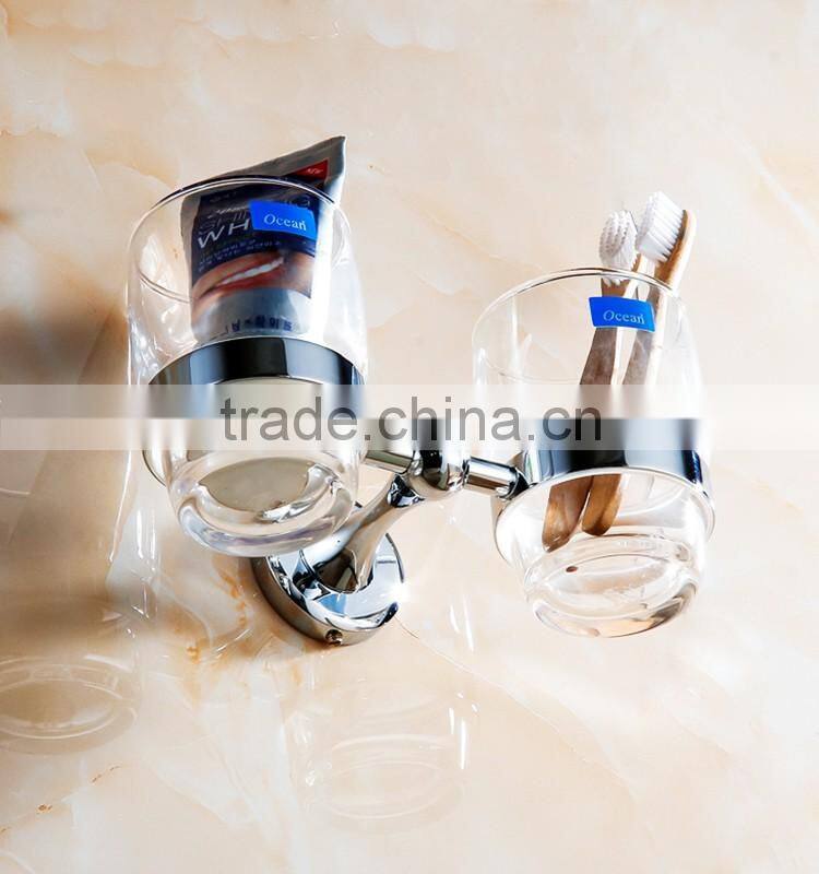2016 bathroom accessory with brass fancy holtel use double cup tumbler holder.