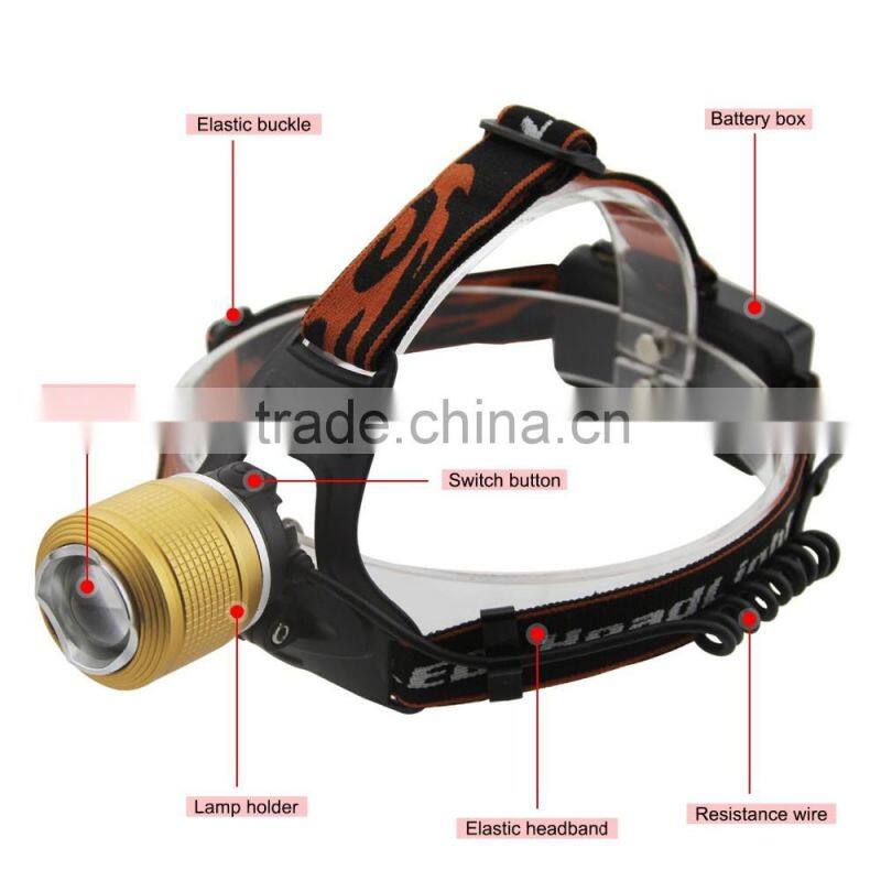 Dual Light Source LED Headlamp Rotating The Focusing Fishing Headlights With 2 x 18650 Li-ion Rechargeable Batteries+1 x Charger