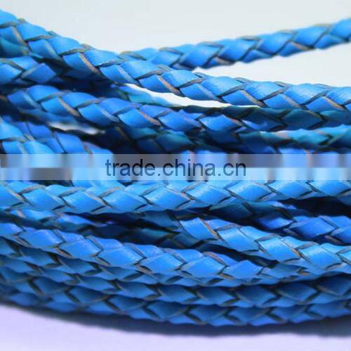 customized real leather cord 4.0mm braided cord