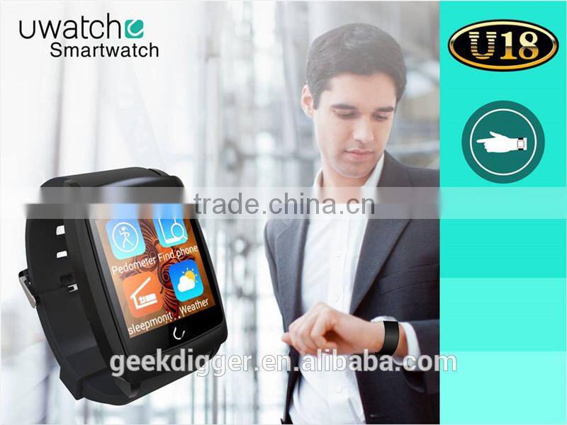 Newest Uwatch U18 Android 4.4 Dual core MTK6571 Smart Watches Bluetooth WIFI GPS Pedometer Sleep Monitoring Compass watch