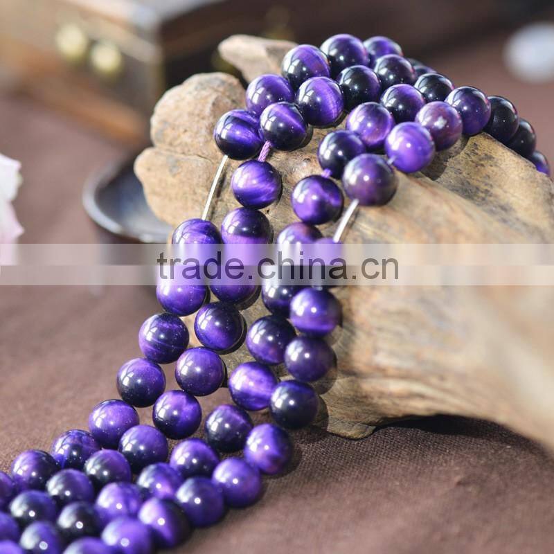 6mm 8mm 10mm 12mm purple round natural tiger eye bead 16 strand necklace