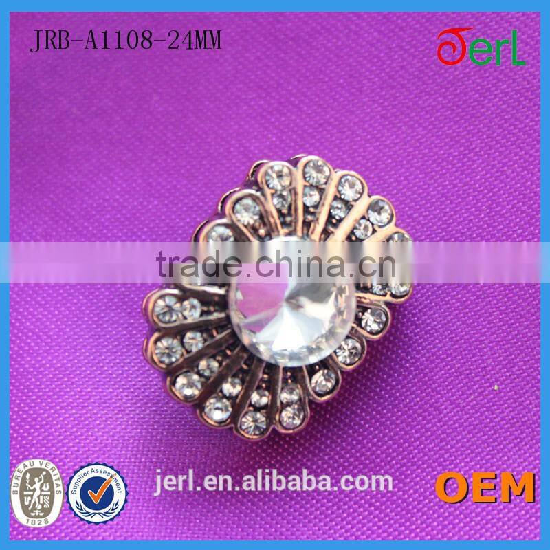 Wholesale bulk metal crystal rhinestone fashion button rhinestone button for wedding