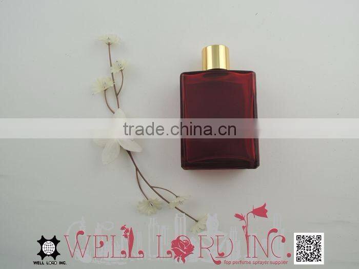65ml bright wine red cuboid empty glass bottle