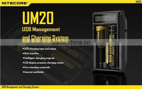 LCD Smart Charger Nitecore UM 20 US/EU/UK/AU Plug Nitecore UM 20 charger UM 20 battery charger fit for 18650 rechargeable cells