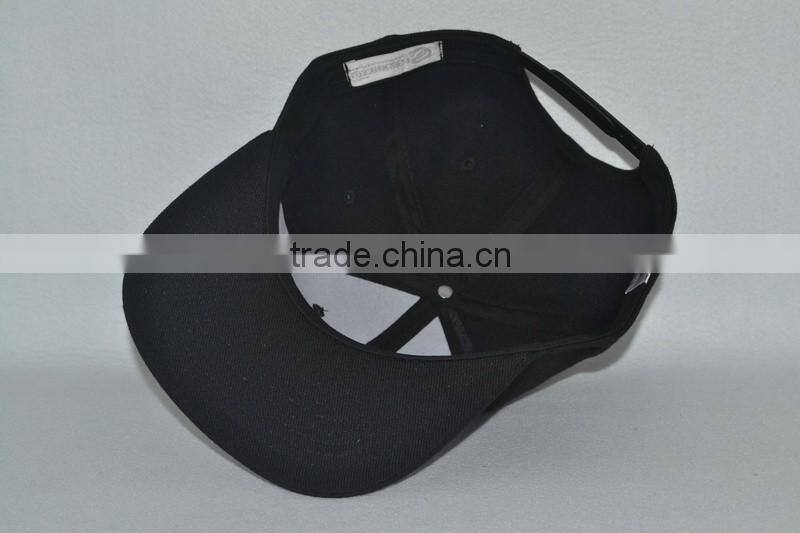 Guangzhou hat factory professional custom 100% surface/black/white embroidery logo/flat brim hat