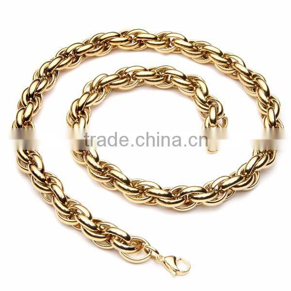 Stainless Steel Factory Twisted Chain Necklace Multilayer 18k Gold Bracelet Men Jewelry Sets