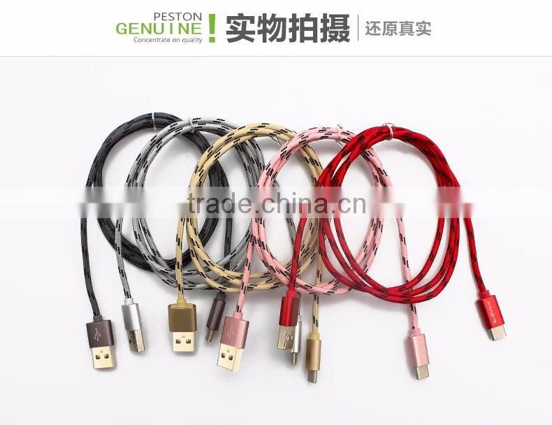 USB 3.0 smartphone data cable Metal Nylon Woven USB Cable type c usb cable