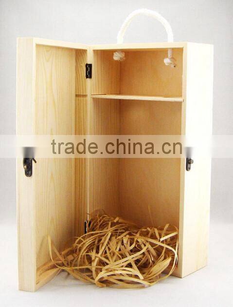 Factory price portable high end deluxe customized wooden wine packaging for 2 bottles wholesale in Shenzhen