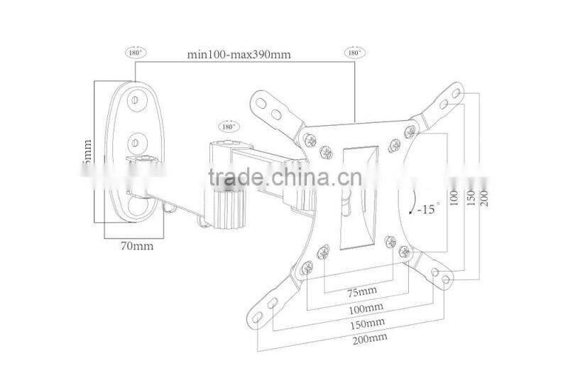 Stainless steel tv mount for 17"- 42", 200x200mm lcd tv wall mount