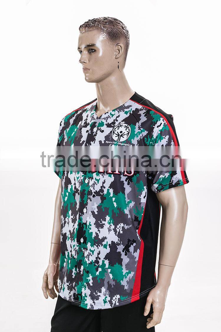 plain white sublimation men's fashion camo baseball jersey