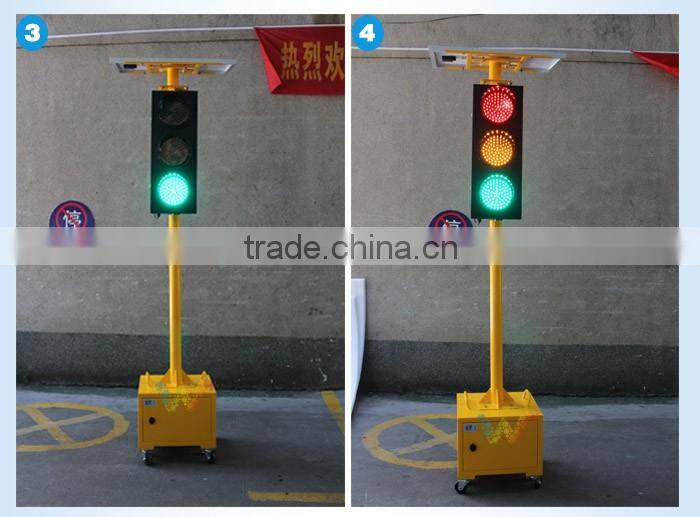 Trolly red green yellow LED signal light 300mm solar powered traffic light