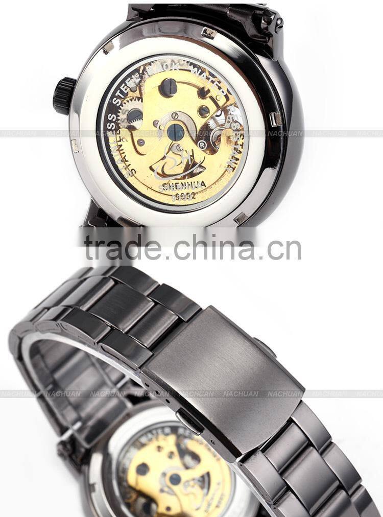 Classic Skeleton Dial Stainless Steel Analog Automatic Lady Mechanical Watch