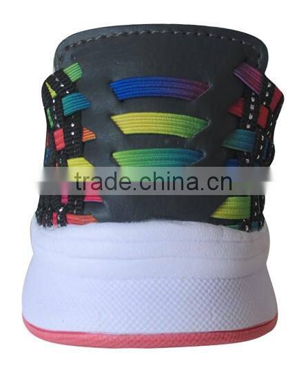 2016 Latest Design Women Casual Style Flat Rubber Sole Elastic Upper Woven Shoes HT-109714-203