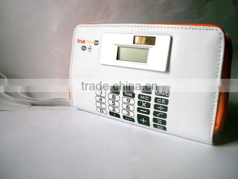 promotional item solar electronic pencil case calculator bag purse calculator