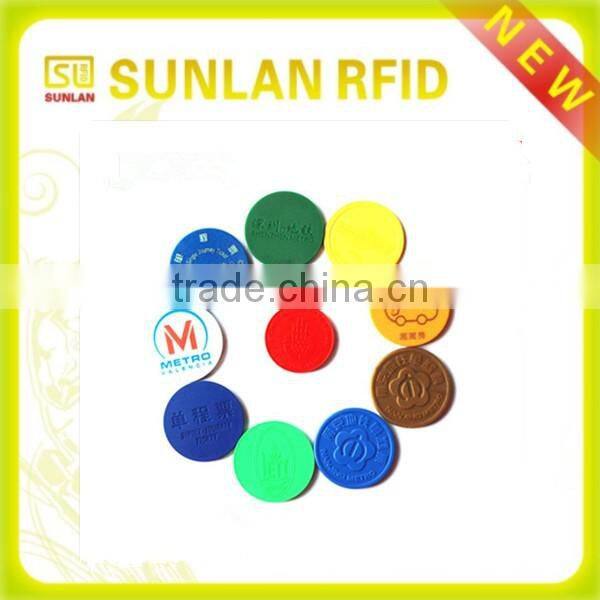Customized size waterproof colorful 13.56mhz rfid plastic tokens with MF S50 for metro