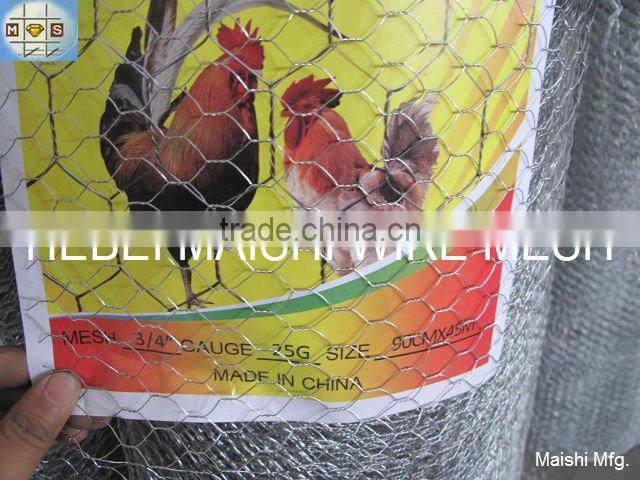 3/4" galvanzied hexagonal chicken wire
