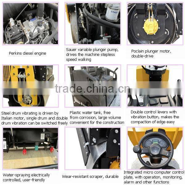 3 Ton Hydraulic Double Drum Roller Compactor 2015 Best New Road Roller Price Mini Double Drum Road Roller For Sale