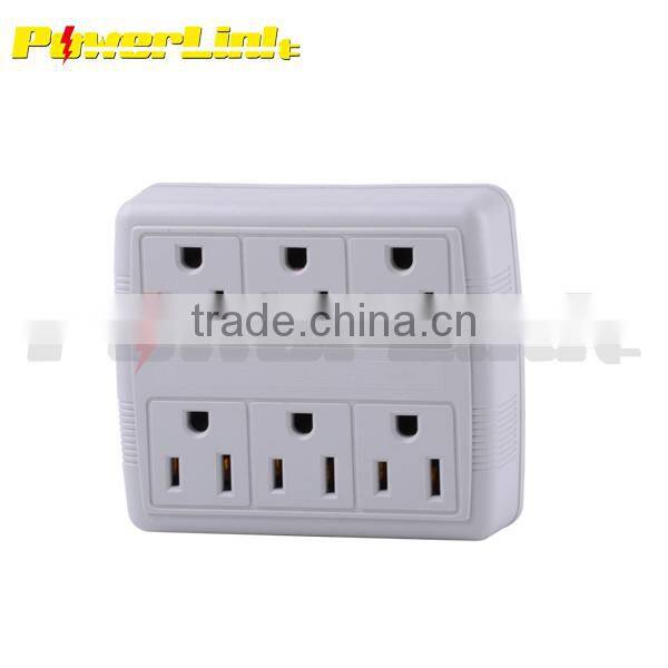 H60034 6 Way Electrical Outlet Wall Plug / Power Strip, UL listed, Six Socket Splitter