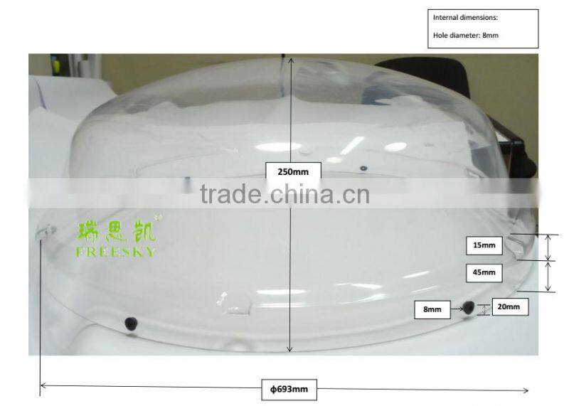 polycarbonate PC plastic Round&Pyramid motor roof skylight covers