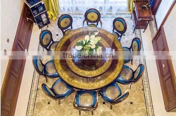 Antique Replica Style Dinning Room Furniture, Retro Large Round Dining Table for 10 People
