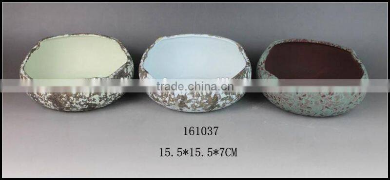 green glazed stoneware flower pot