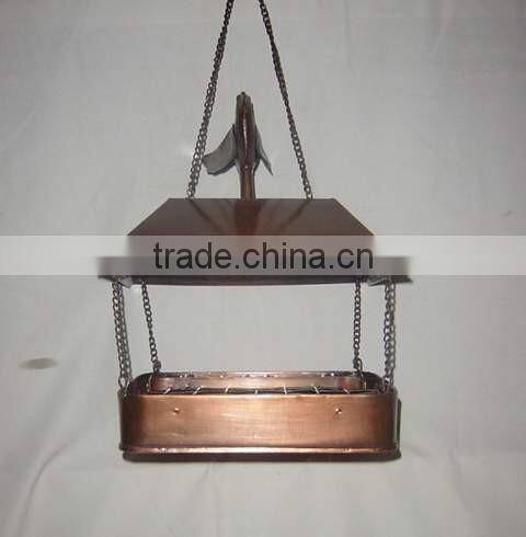 Decorative Garden Bird Feeder, Wooden Garden Bird Feeder with Sparrow on Top and Flower design