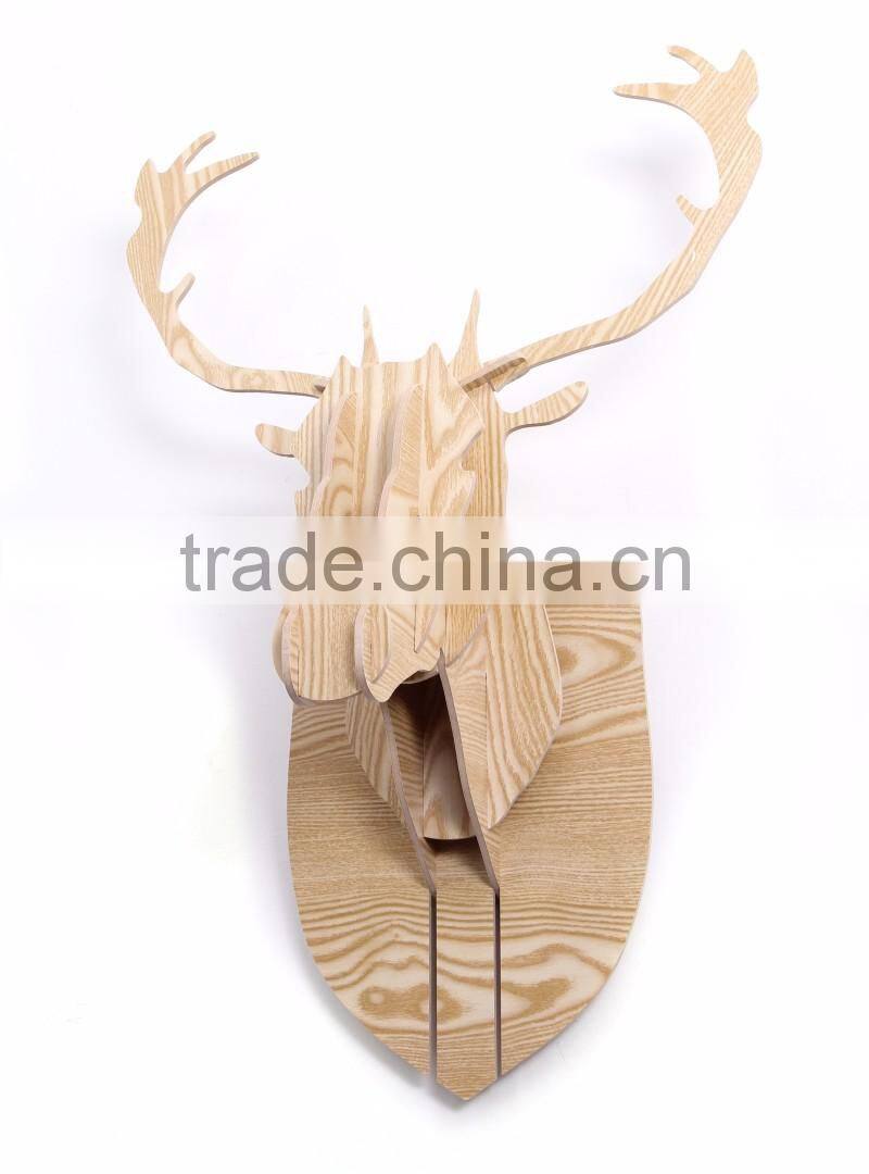 indoor wall mounted wooden deer head decoration
