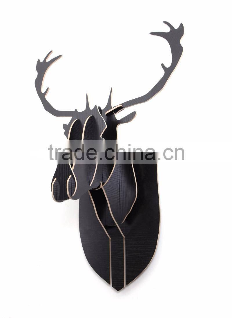 indoor wall mounted wooden deer head decoration