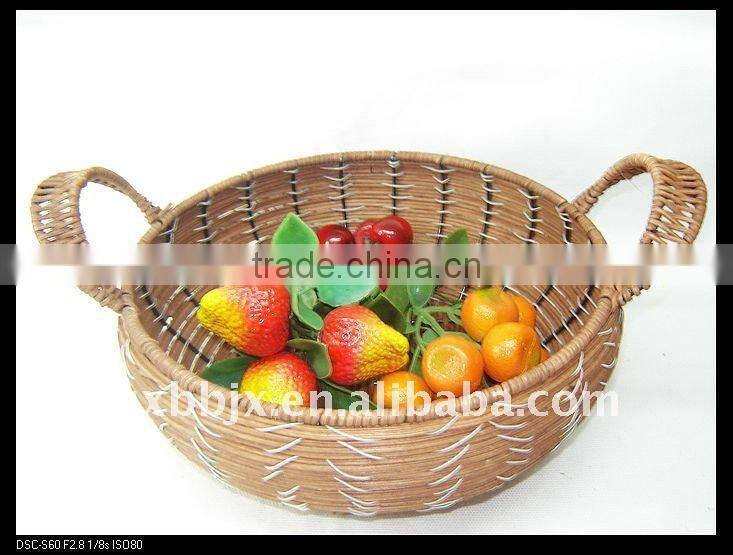 Round paper rope woven iron frame storage vietnam handicraft basket