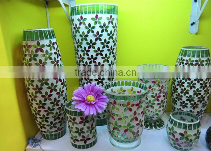 Unique Mosaic Beautiful Glass Vase Hand Made Color
