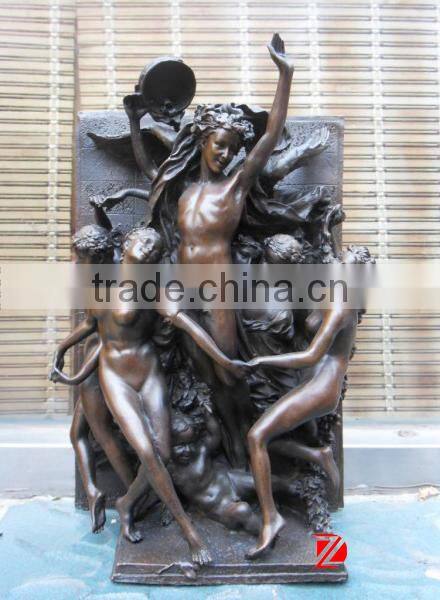 large bronze nude lady relief for wall decor