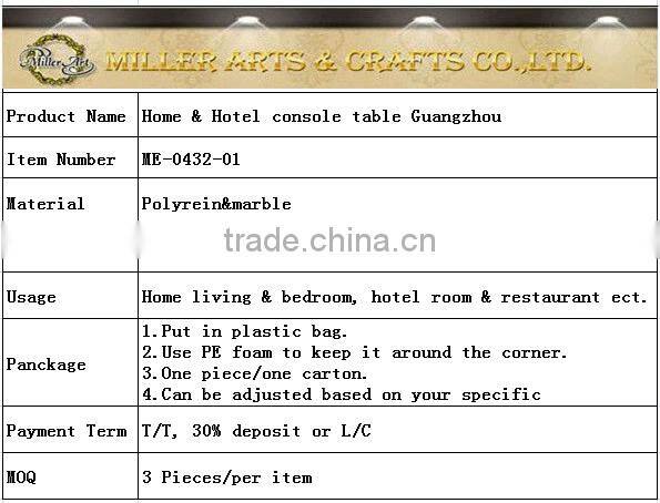 Marble top antique gold console table for living room ME-0432-01