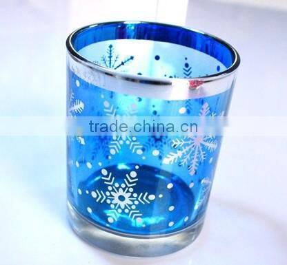 colorful glass candle holder snowflake for Christmas