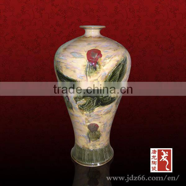Art deign excellent quality red glazed candy jar for home use made in jingdezhen