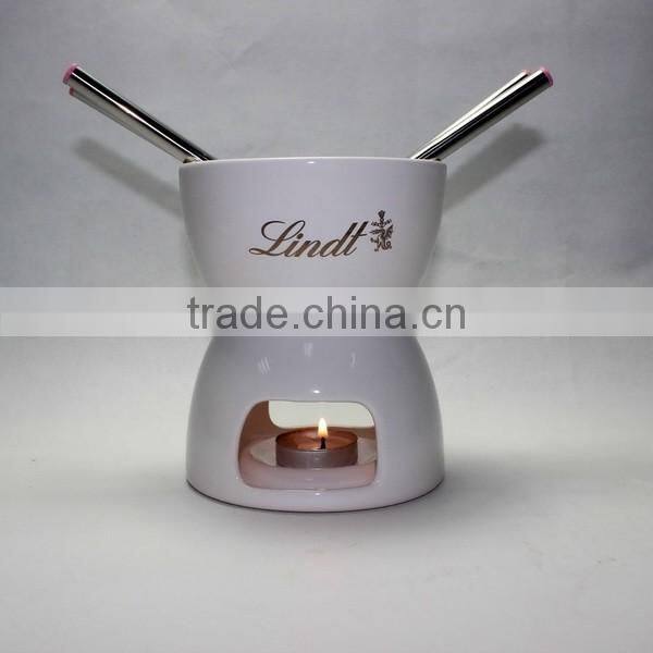 Ceramic Tealight Cheese & Chocolate Fondue Set Tapas, White