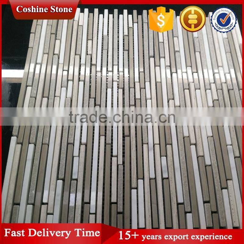 Mixed Color Strip Liners Mosaic Sheets Natural Marble Stone Pieces