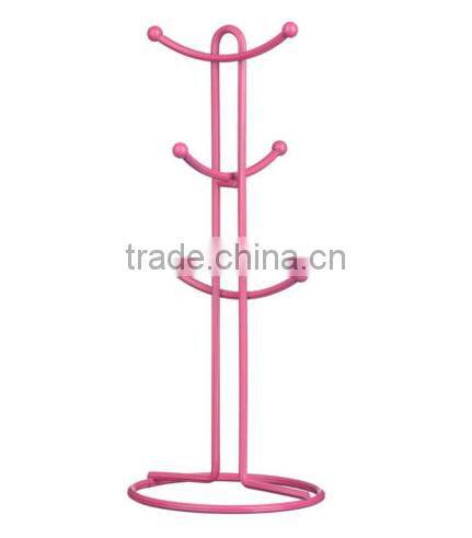 Hot pink powder coating stylish iron metal fruit basket hanger holders racks for kitchen organizer storage