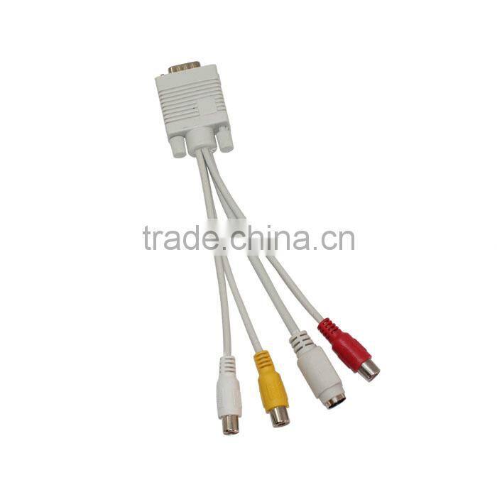 TSJ0001 VGA to S-Video AV RCA TV Converter Cable Adapter with 2 Audio cable