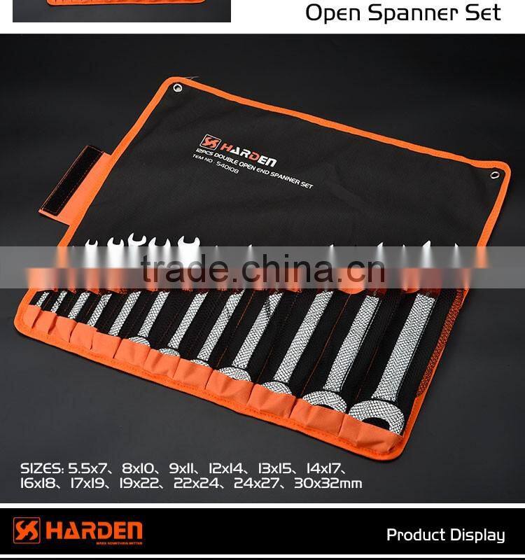 12pcs double open -end spanner set handle tools chrome vanadium spanner