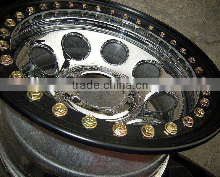 15x8 5X4.5 Street Lock 252 BLK D Window Fake Bead Lock steel wheel