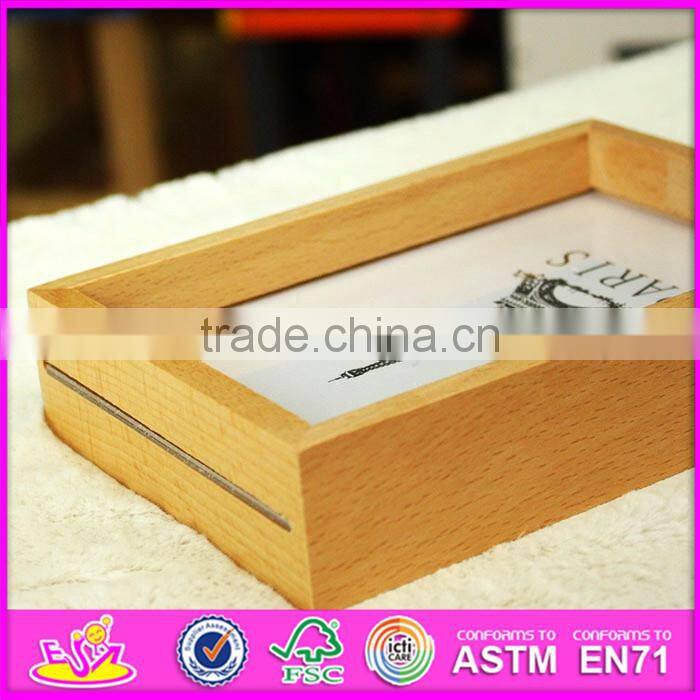 2016 hot sale baby wooden funny photo frame, most popular kids wooden funny photo frame W09A040
