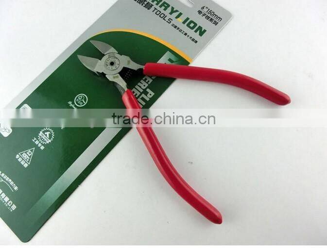 CRV side cutter for paper clip cutting, 5'' and 6'' plastic handle diagonal plier