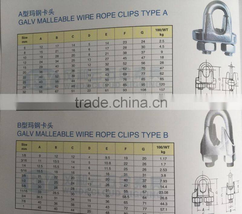 Zinc Plated Wire Fasteners Rope Clip Type A
