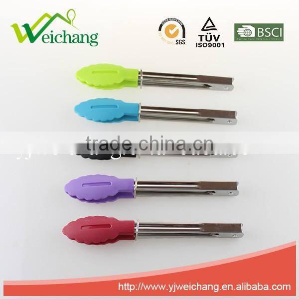 WCL025 Stainless Steel 7Inch Multicolor Nylon Food Tongs Kitchen Tools