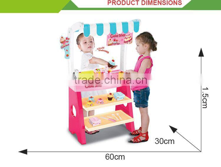 Hot sale plastic pretend play DIY super cake toy shop with sound