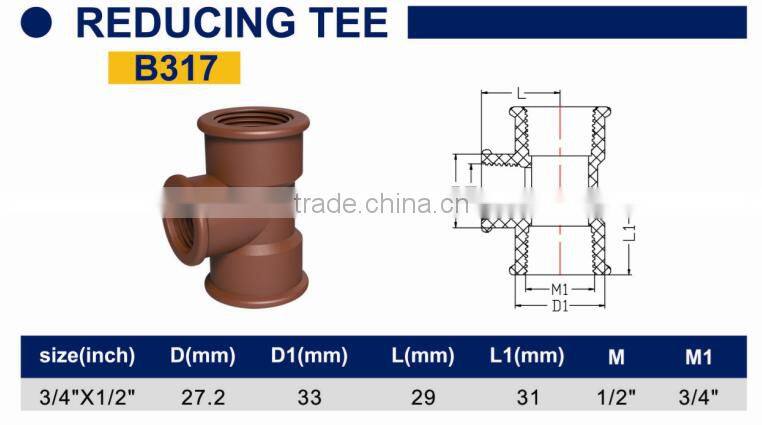 TY High quality PP threaded pipes&fittings REDCUING TEEeco-friendly Cheap Price Full Size factory price list discount