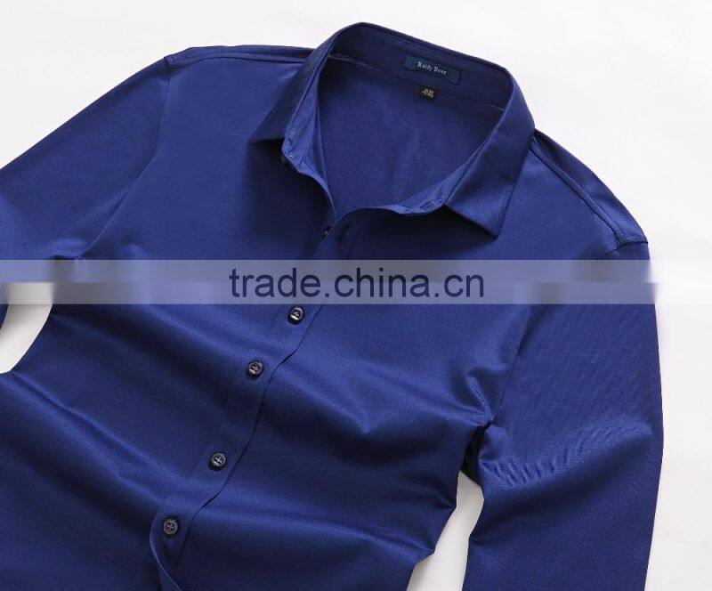 Raidyboer Men's solid color long sleeve t shirt 100%cotton with placket Raidy boer